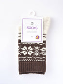 Rufia - Thickened Snowflake Patterned Mid-calf Socks: Grey - Buenz Gifts