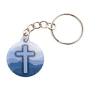 Tap To Pray® Acrylic Keychain: Blue Mountains + Cross - Buenz Gifts