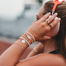 "Game Day" Orange & White Hair Tie Bracelets: Medium - Buenz Gifts