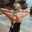 "Connect" Black and Cream with Gold Accent Hair Tie Bracelets: Small